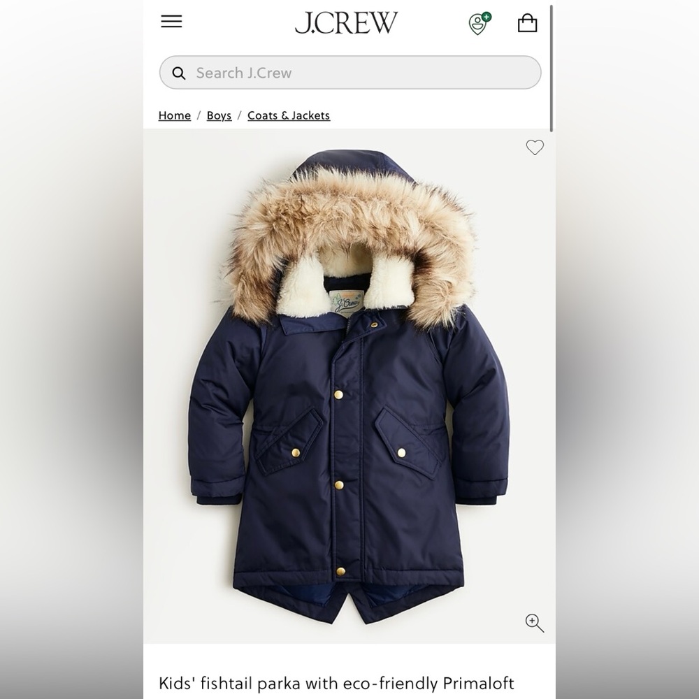 J.Crew Kids' Fishtail Parka with Eco-Friendly Primaloft - NWOT!
